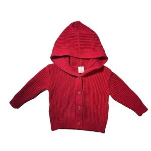 Nordstrom Red Knit Hooded Sweater Jacket for Kids size 9 months NWT